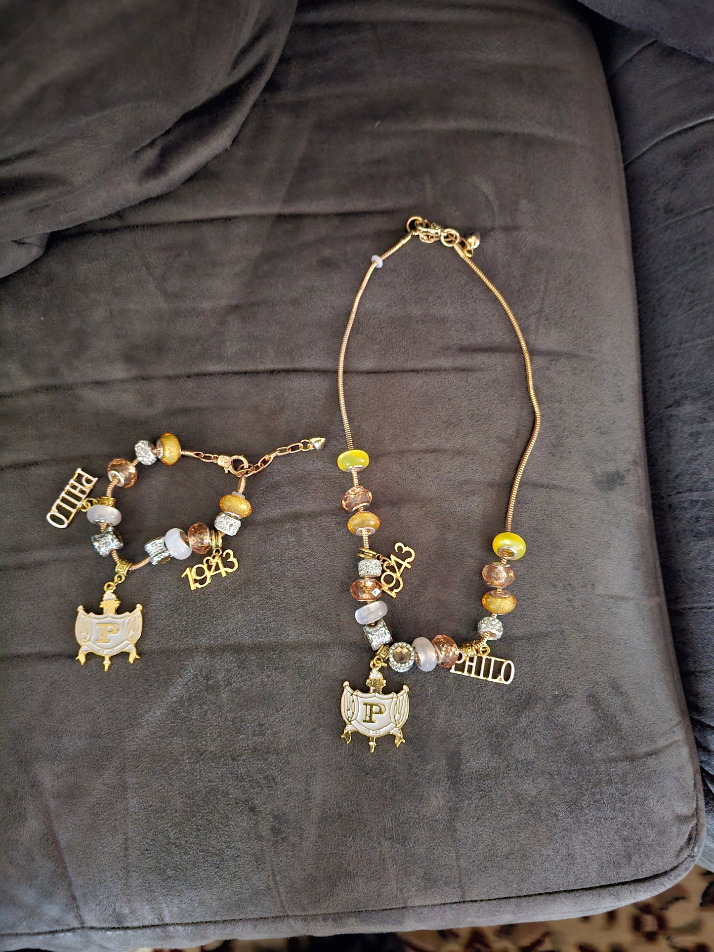 Philo charm Necklace and Bracelet Set