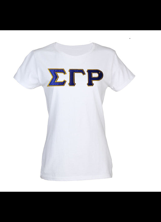 Sigma Gamma Rho Shirt: Embroidered Sorority Letters - Cotton Tee
