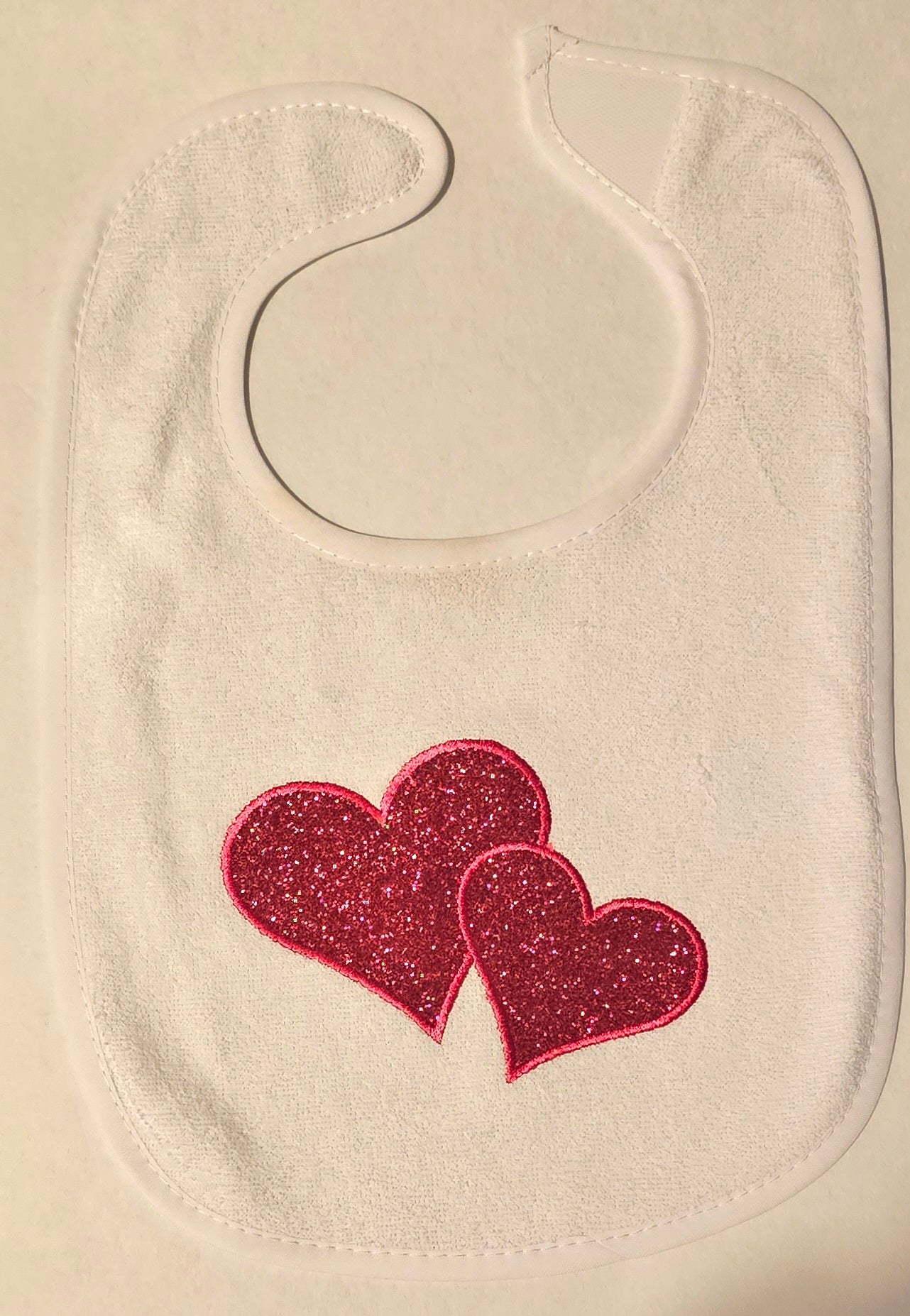 Hearts Embroidered Baby Bib