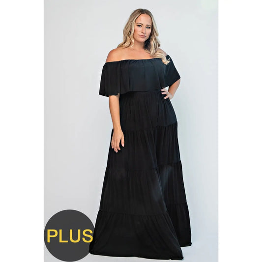 OFF SHOULDER TIERED MAXI DRESS
