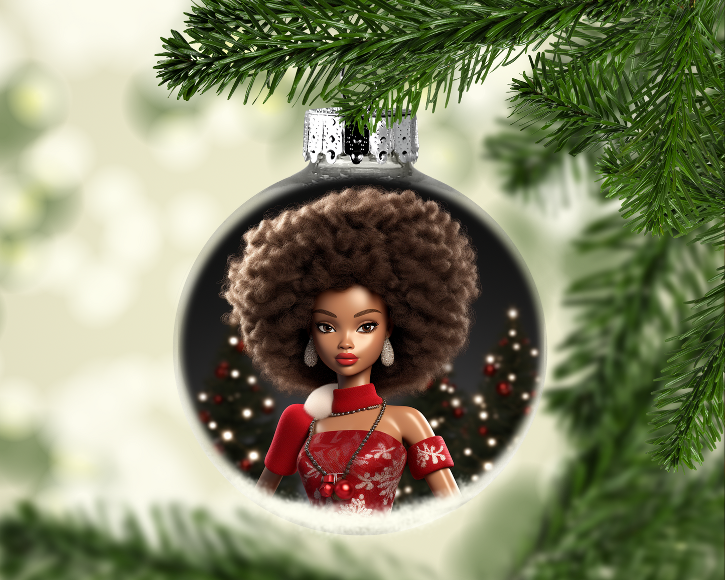 Cute Afro Barbie Ornament
