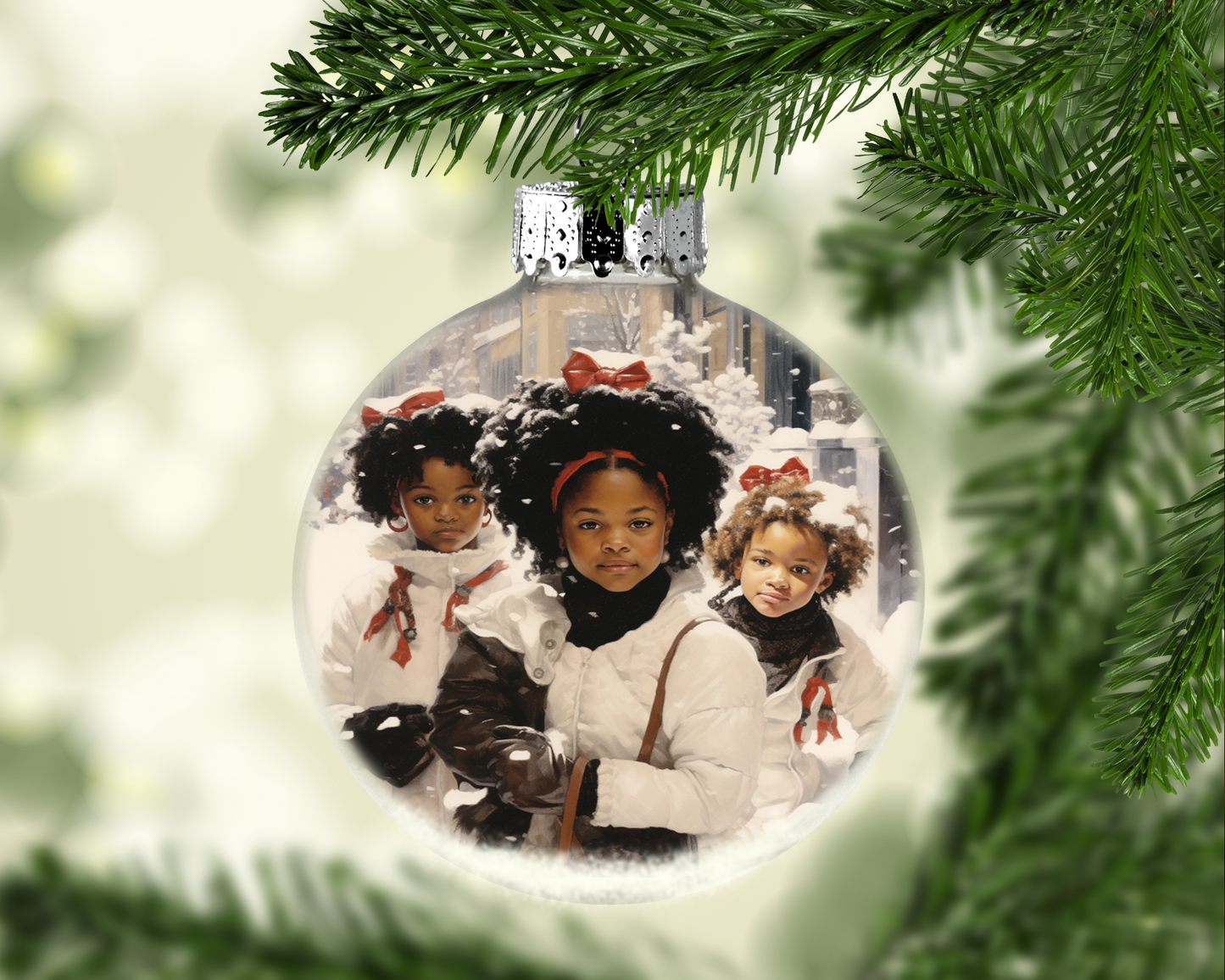 3 Children Playing Christmas Ornament