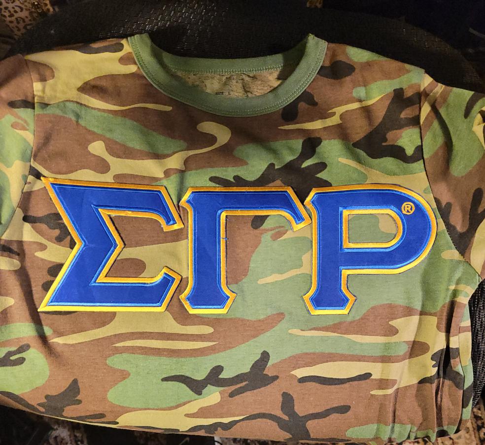 Sigma Gamma Rho Camo Letter  T-Shirt
