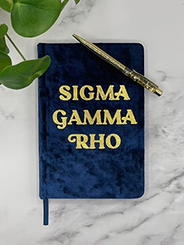 Sorority Shop Sigma Gamma Rho Notebook - SGR Velvet Notebook with Velvet Cover, Gold Foil Imprint, Satin Ribbon, 216 Lined Pages, Glued Binding - Sorority Journal, Sigma Gamma Rho Sorority Gift
