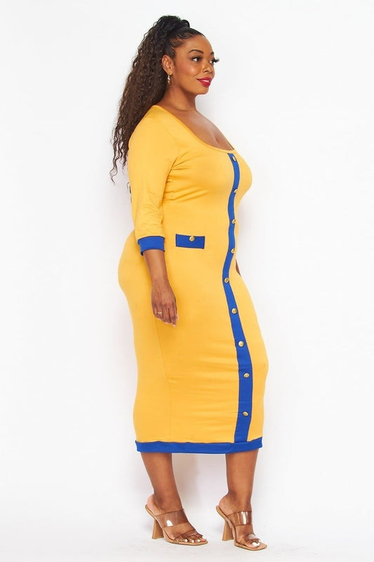 Blue and Gold Fitted Dress