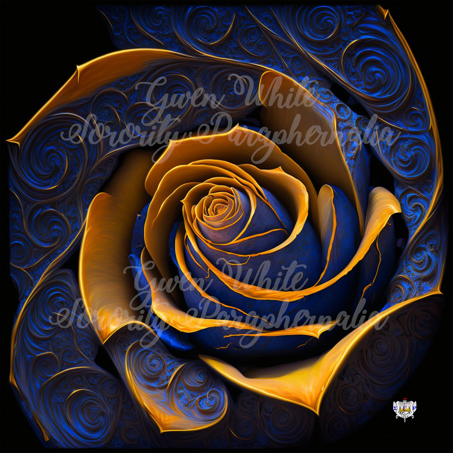 Sigma Gamma Rho Canvas:  Yellow and Royal Blue Rose